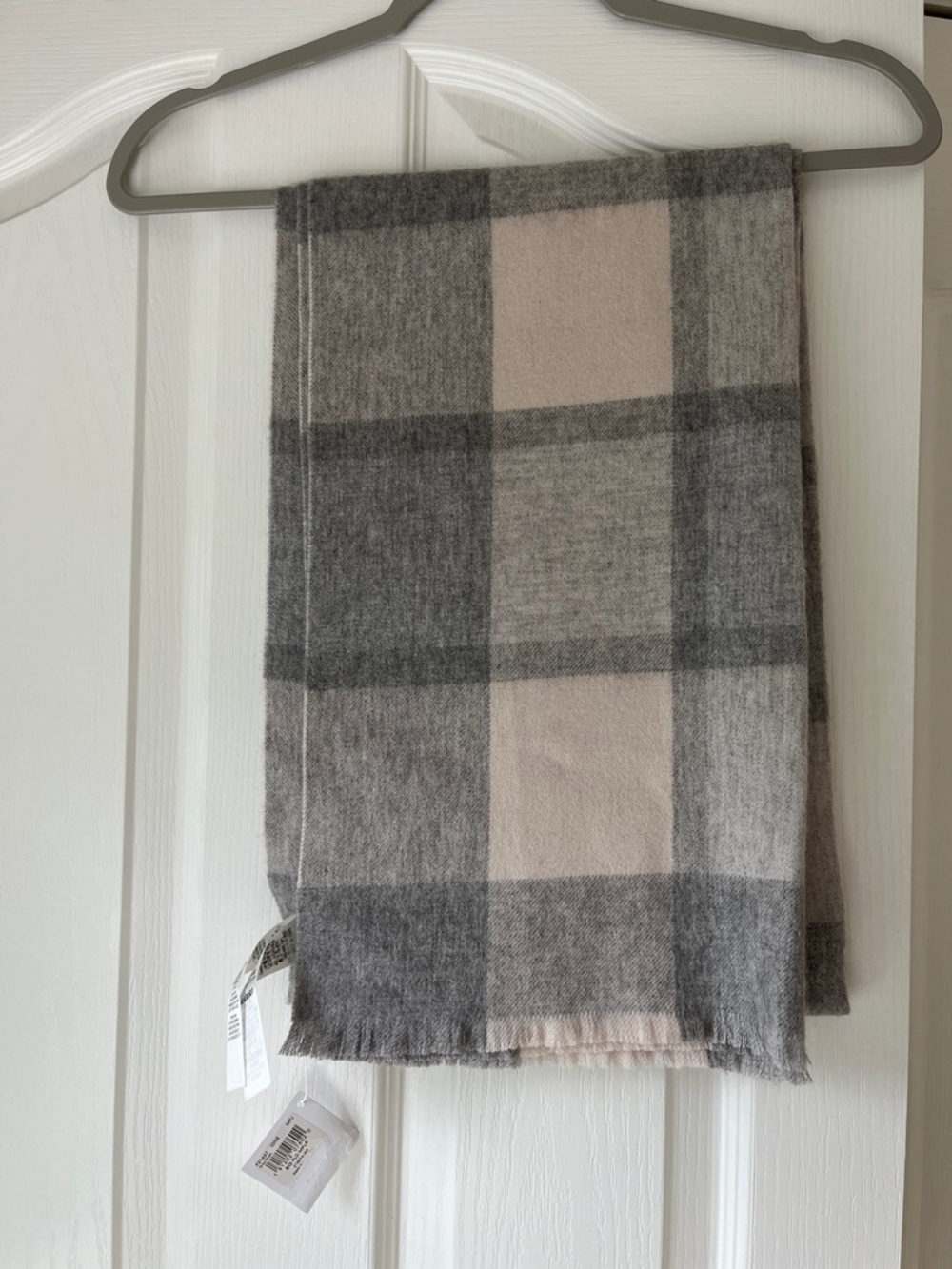 Coach Gray and Cream scarf or wrap 95% wool and 5% cashmere scarf